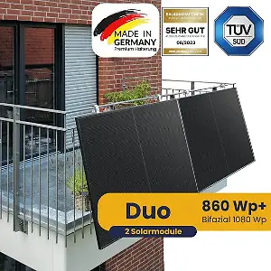 Kleines Kraftwerk Duo Gitterbalkon Komplettpaket (860Wp+) Bifazial