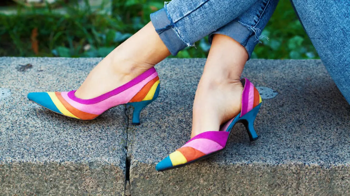 Woman wearing fashionable shoes
