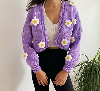 Handgestrickter Chunky Daisy Cardigan von Etsy