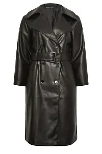 Yours Trenchcoat aus Kunstleder in Schwarz