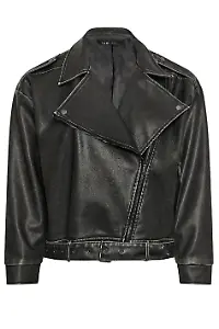 Yours – Biker-Jacke in Grau in verwaschener Optik