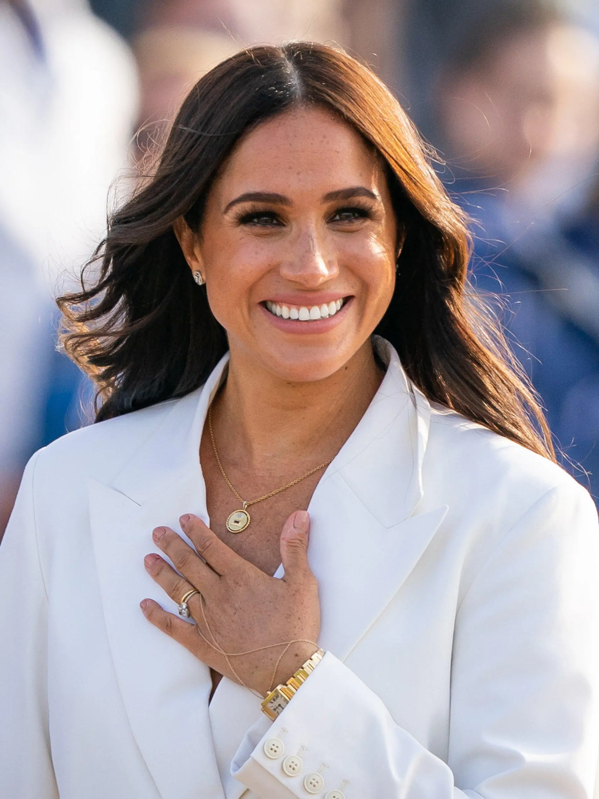 ARCHIV - 15.04.2022, Niederlande, Den Haag: Meghan, Herzogin von Sussex, nimmt an einem Empfang der Stadt Den Haag und des niederländischen Verteidigungsministeriums anlässlich der bevorstehenden Invictus Games im Zuiderpark teil. (zu dpa "Meghans erster Podcast: Mit Serena Williams gegen weibliche Klischees" Foto: Aaron Chown/PA Wire/dpa +++ dpa-Bildfunk +++