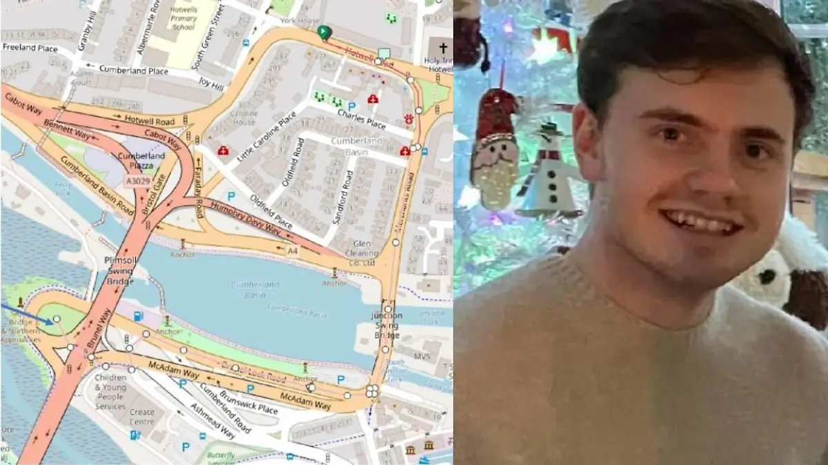 Weg des vermissten Jack durch Bristol