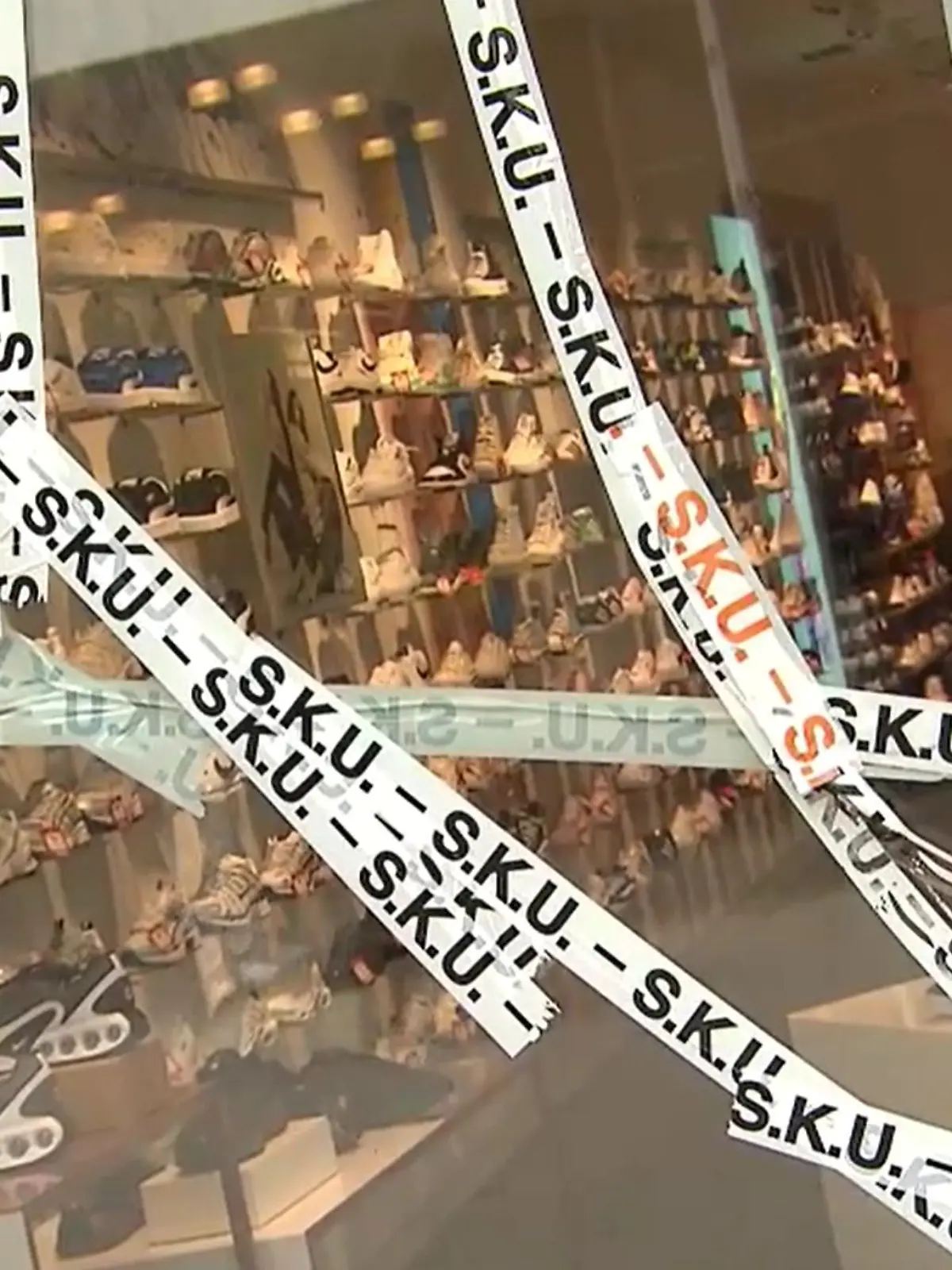 Eine Schaufensterscheibe eines Schuhgeschäfts.
