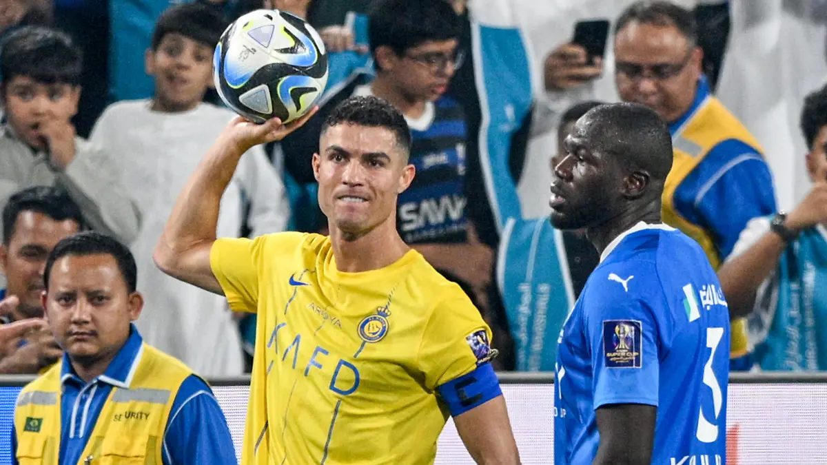 ABU DHABI, UNITED ARAB EMIRATES - APRIL 8: Cristiano Ronaldo of Al Nassr during the Saudi Super Cup Semi-Final match between Al Hilal and Al Nassr at Mohamed Bin Zayed Stadium in Abu Dhabi, United Arab Emirates on April 08, 2024. Waleed Zein / Anadolu