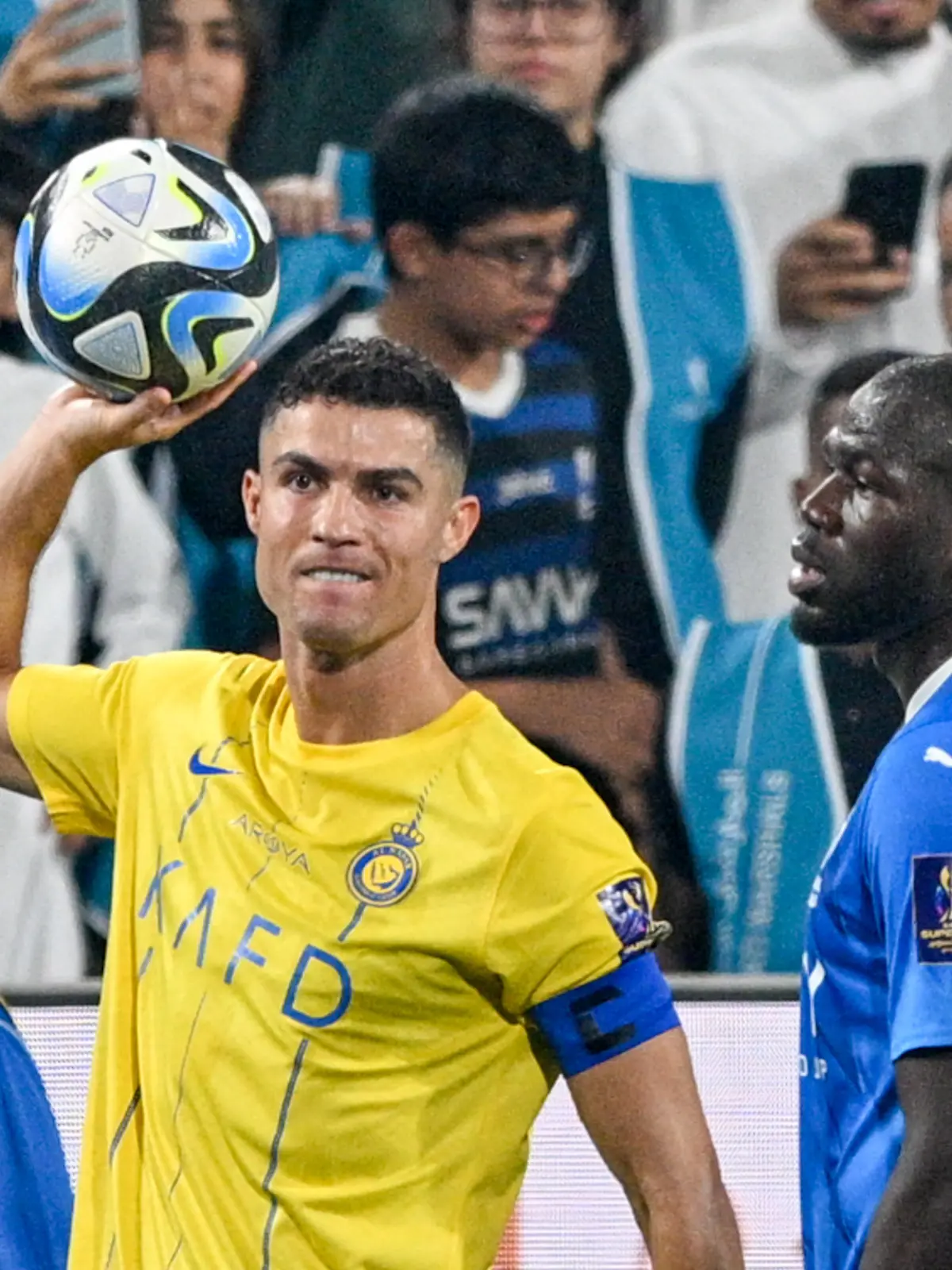 ABU DHABI, UNITED ARAB EMIRATES - APRIL 8: Cristiano Ronaldo of Al Nassr during the Saudi Super Cup Semi-Final match between Al Hilal and Al Nassr at Mohamed Bin Zayed Stadium in Abu Dhabi, United Arab Emirates on April 08, 2024. Waleed Zein / Anadolu