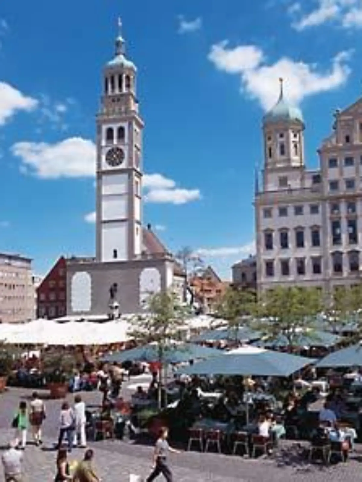 Rathausplatz mit Rathaus und Perlachturm, Augsburg, Bayern, Deutschland