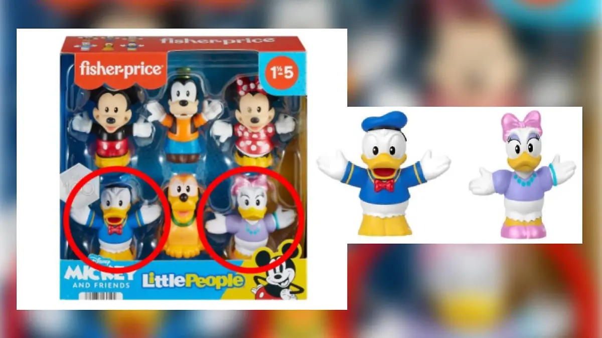 Die Figuren Donald und Daisy Duck aus dem Fisher-Price-Figurenpaket „Micky und Freunde“ könnten Kindern gefährlich werden.