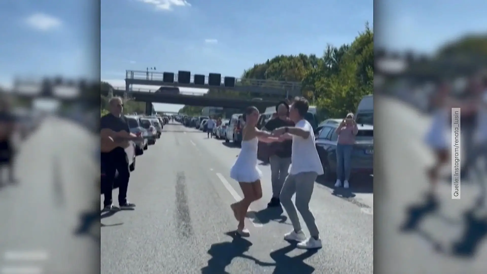 Vollsperrung! Hier wird die Autobahn zur Tanzfläche Die Lusins trotzen der Vollsperrung