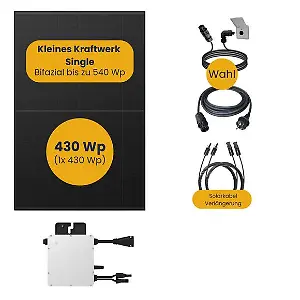 Kleines Kraftwerk Single ohne Halterung Komplettpaket (430Wp+) Bifazial