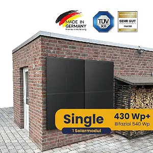 Kleines Kraftwerk Single Wandhalterung Komplettpaket (430Wp+) Bifazial