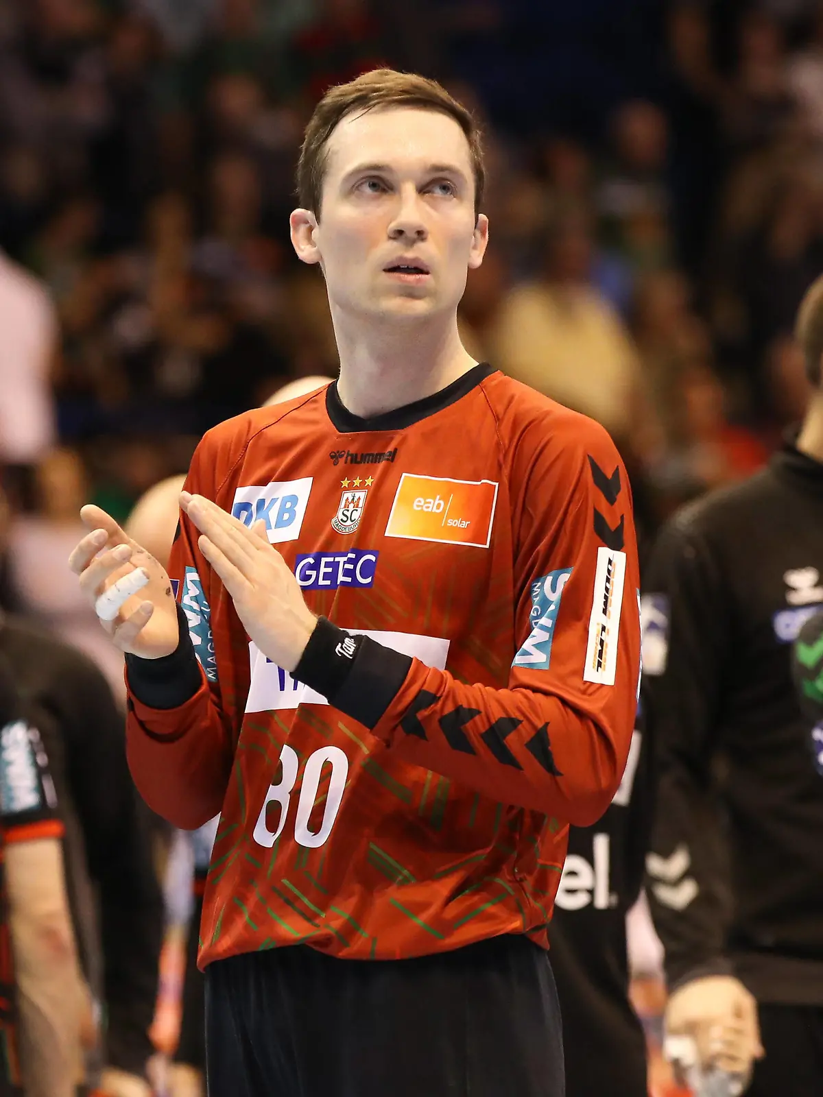 07.04.2024, xgox, Handball - Liqui Moly Hbl, SC Magdeburg - TVB Stuttgart emspor, v.l. Nikola Portner Magdeburg, 80 Jubel ueber den Sieg, Jubel nach Spielende Magdeburg *** 07 04 2024, xgox, Handball Liqui Moly Hbl, SC Magdeburg TVB Stuttgart emspor, f l Nikola Portner Magdeburg, 80 cheering about the victory, cheering after the end of the game Magdeburg