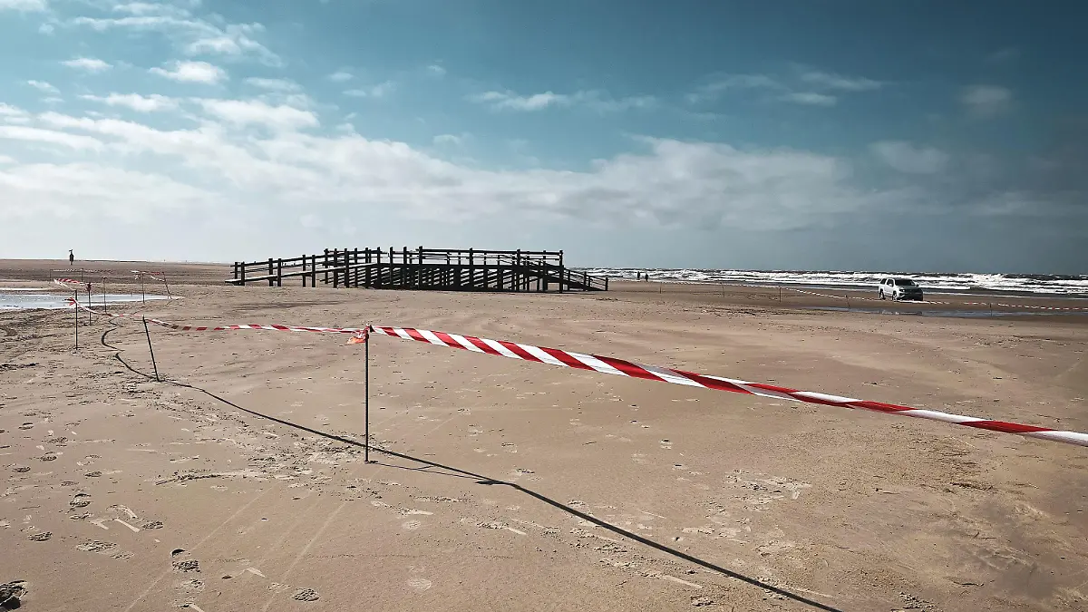 Abgesperrte Fläche wegen Treibsand, Strandabschnitt Bad, St. Peter-Ording, Foto:©TZ SPO
