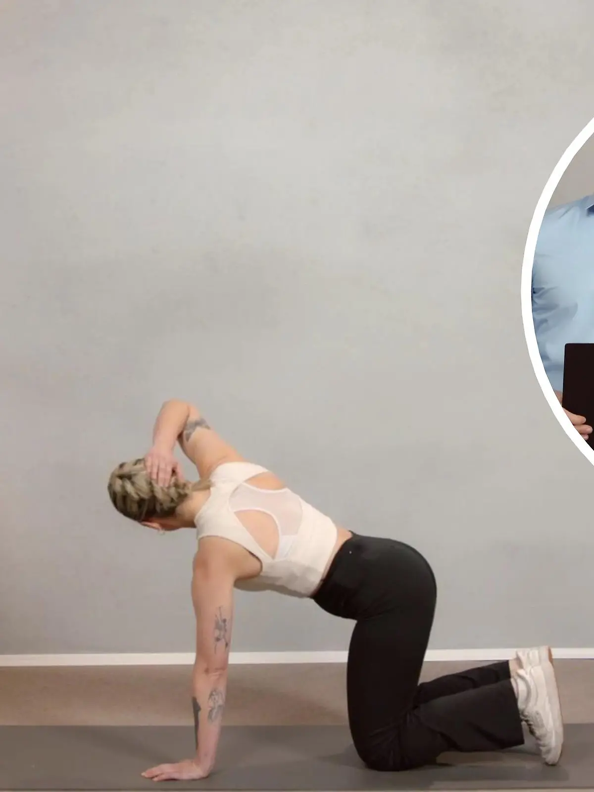 Orthopäde Dr. Matthias Manke und Physiotherapeutin Lea Koch erklären fünf SOS-Rückenübungen.