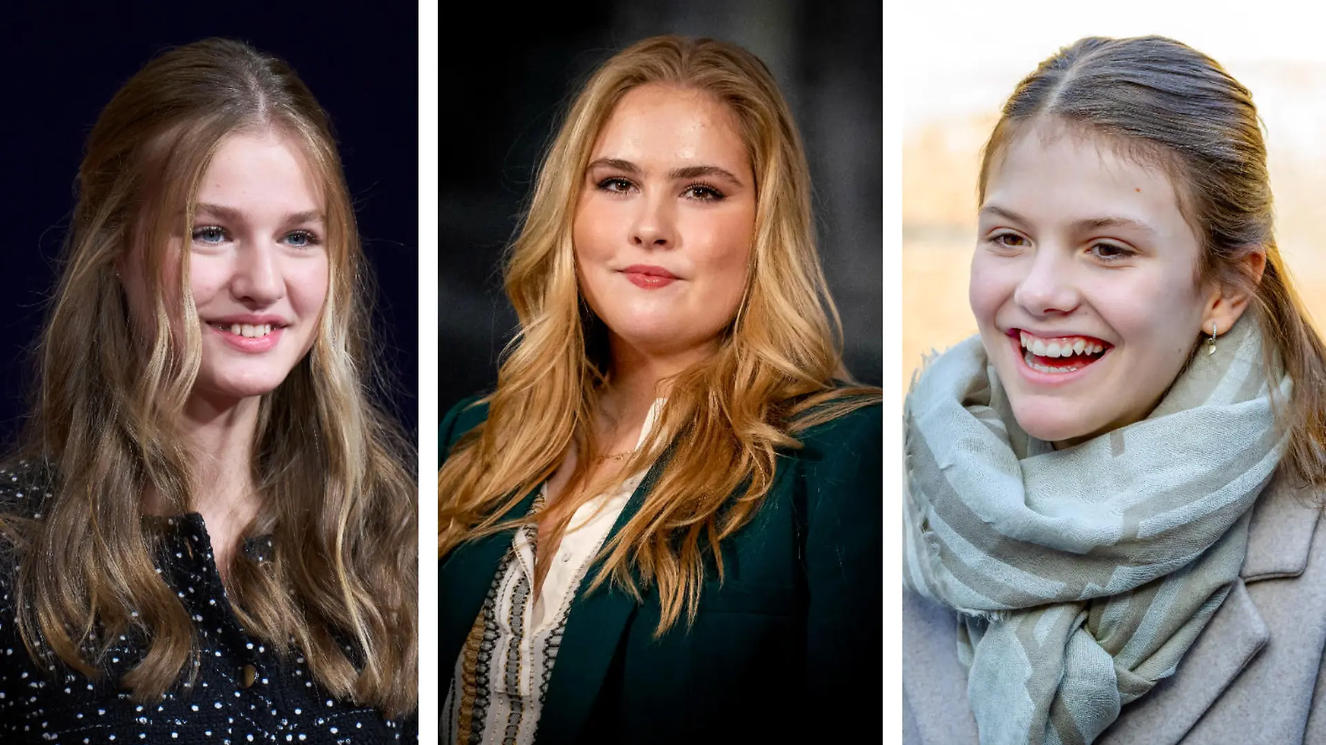 Collage: Prinzessin Leonor, Prinzessin Amalia und Prinzessin Estelle
