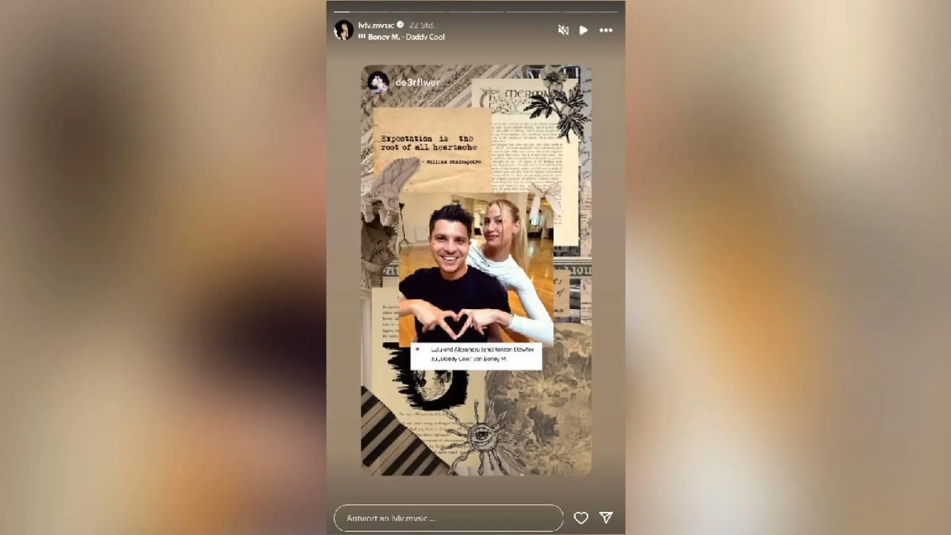 „Expectation is the root of all heartache” - übersetzt „Erwartung ist die Wurzel allen Kummers“ - zitiert Lulu William Shakespeare in ihrer Insta-Story.