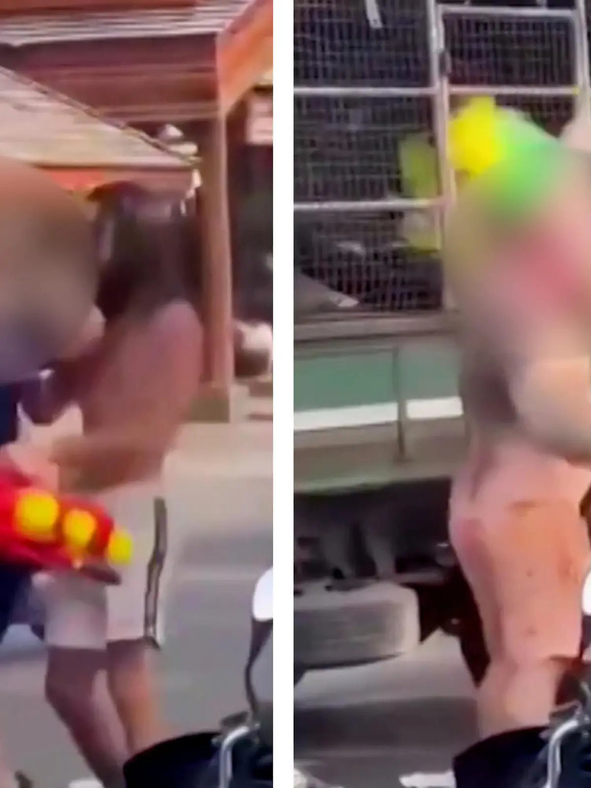 In Thailand rasten zwei Männer mittleren Alters komplett aus und prügeln aufeinander ein. Der Grund für die Schlägerei ist dabei einfach unfassbar. Die echt skurrilen Szenen seht ihr im Video und erfahrt, warum überhaupt Spritzpistolen im Einsatz waren.