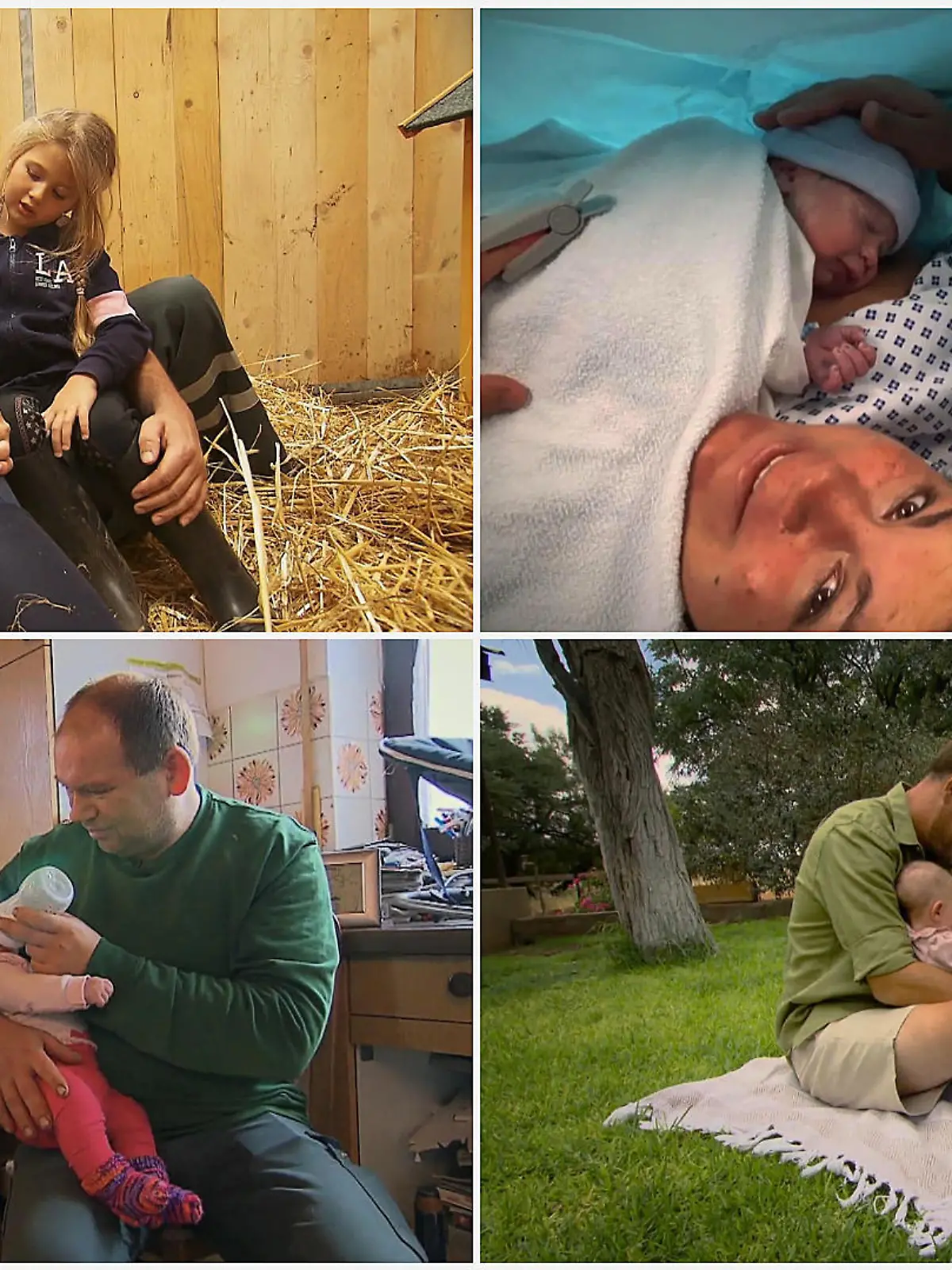 Vier der "Bauer sucht Frau"-Pärchen präsentieren ihre Babys.