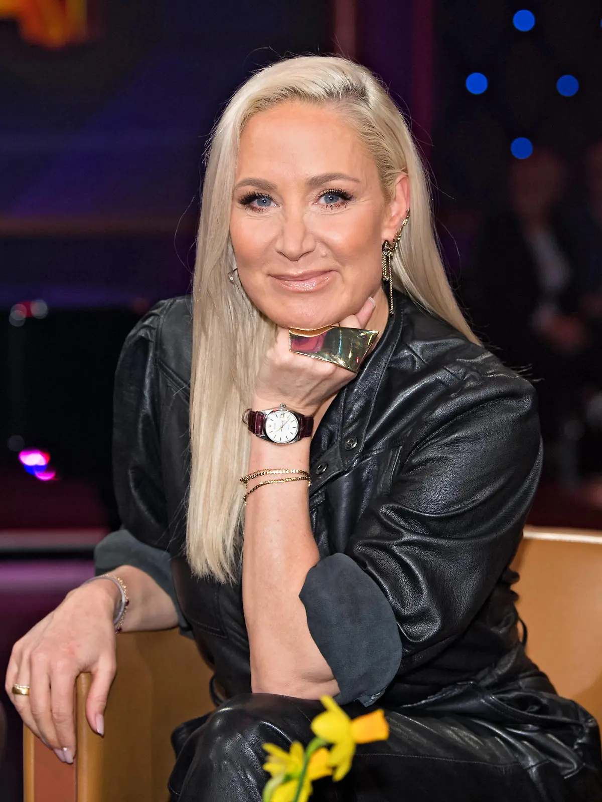 MDR - Riverboat. Schauspielerin Janine Kunze anläßlich der Aufzeichnung der MDR - Talkshow Riverboat am 15.03.2024 in der Mediacity Leipzig. 20240315ADO0064 *** MDR Riverboat actress Janine Kunze on the occasion of the recording of the MDR talk show Riverboat on 15 03 2024 at Mediacity Leipzig 20240315ADO0064