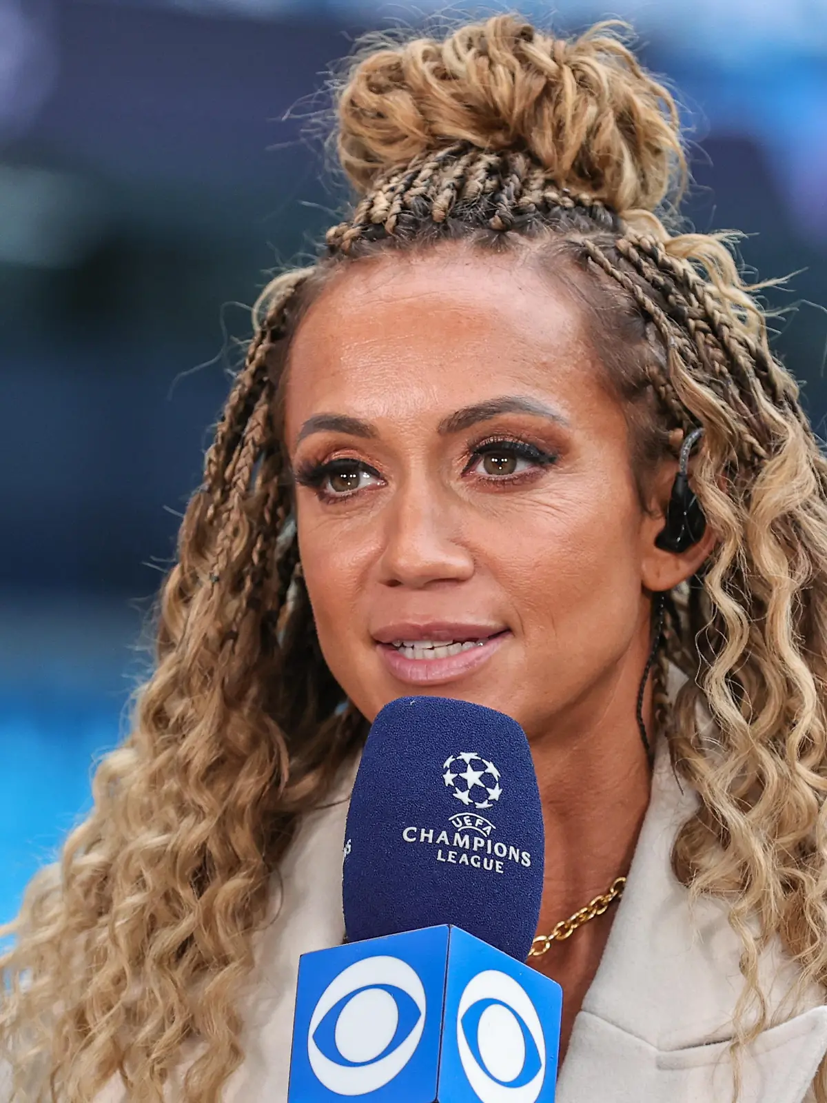May 17, 2023, Manchester, Manchester, United Kingdom: Kate Abdo gives an interview the UEFA Champions League Semi-Final Second Leg Manchester City vs Real Madrid at Etihad Stadium, Manchester, United Kingdom, 17th May 2023. (Credit Image: Â© Mark Cosgrove/News Images via ZUMA Press Wire