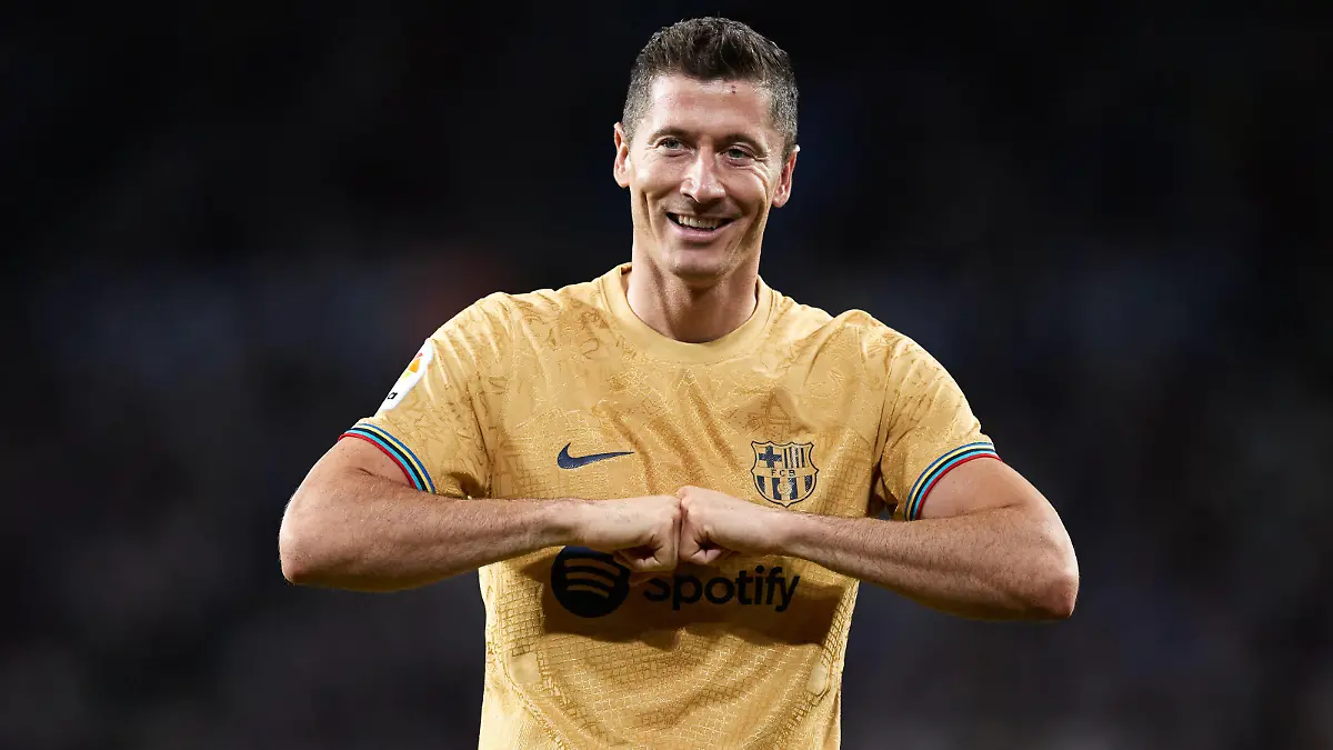 August 21, 2022, SAN SEBASTIAN, GUIPUZCOA, SPAIN: Robert Lewandowski of FC Barcelona, Barca reacts after scoring goal during the La Liga Santander match between Real Sociedad and FC Barcelona at Reale Arena on August 21, 2022, in San Sebastian, Spain. SAN SEBASTIAN SPAIN - ZUMAa181 20220821_zaa_a181_098 Copyright: xRicardoxLarreinax