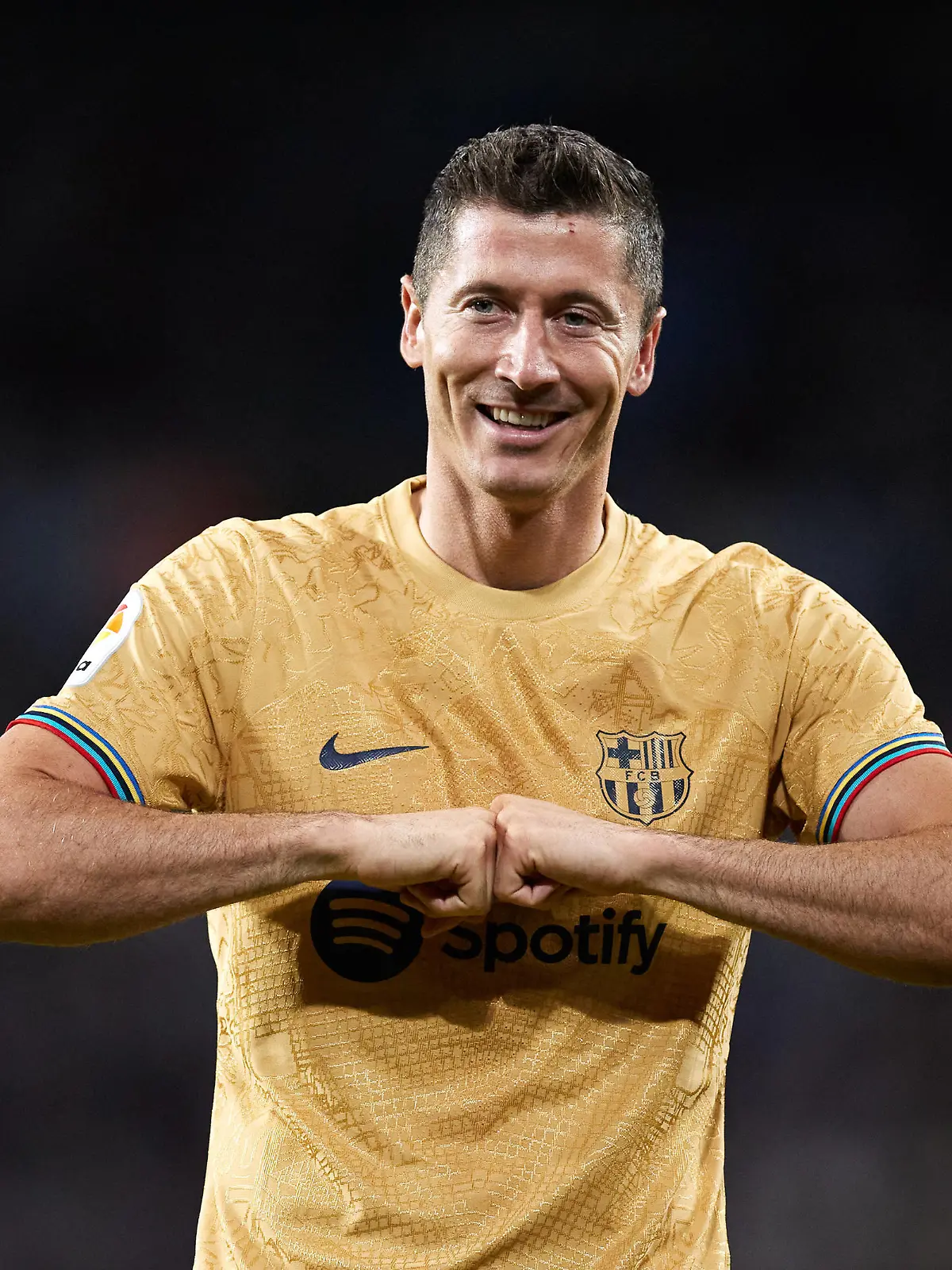  August 21, 2022, SAN SEBASTIAN, GUIPUZCOA, SPAIN: Robert Lewandowski of FC Barcelona, Barca reacts after scoring goal during the La Liga Santander match between Real Sociedad and FC Barcelona at Reale Arena on August 21, 2022, in San Sebastian, Spain. SAN SEBASTIAN SPAIN - ZUMAa181 20220821_zaa_a181_098 Copyright: xRicardoxLarreinax