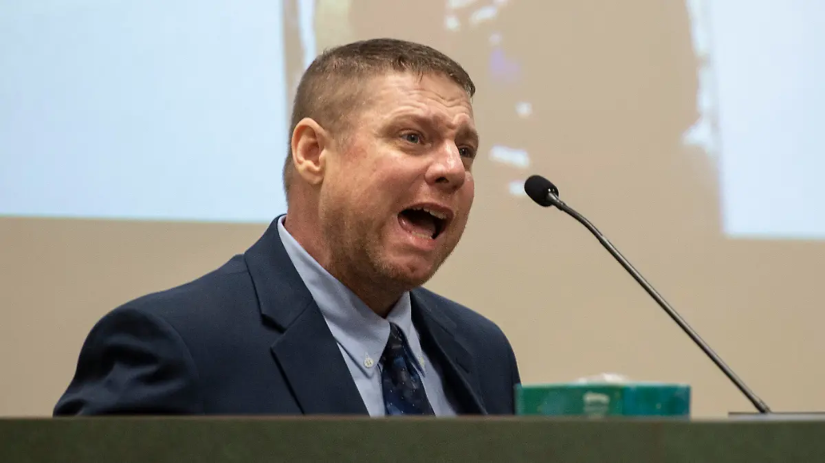FILE - Jacob Blair Scott, who is accused of sexually assaulting a minor, cries out while being cross-examined by Assistant District Attorney Justin Lovorn, during his trial in Jackson County Circuit Court in Pascagoula, Miss., on Wednesday, June 1, 2022. On Monday, Aug. 22, 2022, Scott pleaded guilty in federal court to faking his own death off the Alabama coast to try to avoid sexual abuse charges in Mississippi. (Hannah Ruhoff/The Sun Herald via AP, File)