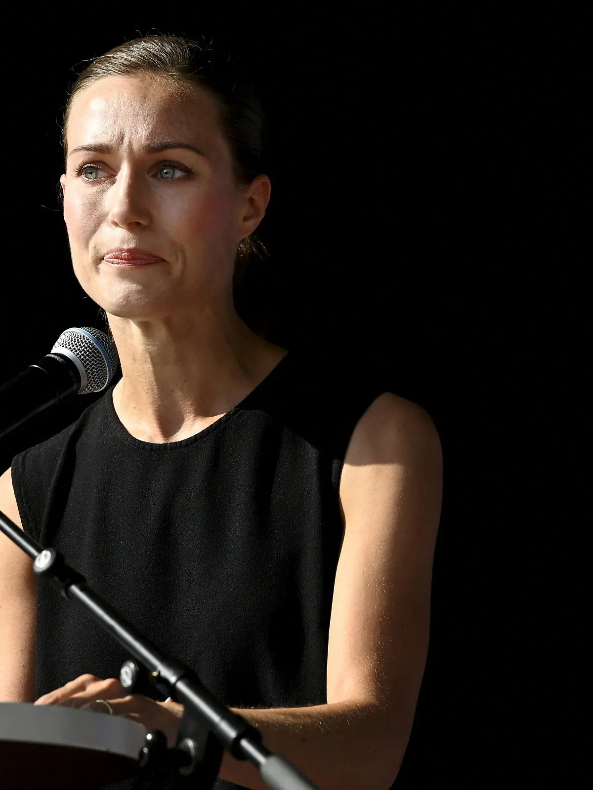 Finnish Prime Minister Sanna Marin reacts during a meeting of Social Democratic Party of Finland in Lahti, Finland, August 24, 2022. Lehtikuva / Heikki Saukkomaa via REUTERS   ATTENTION EDITORS - THIS IMAGE WAS PROVIDED BY A THIRD PARTY. NO THIRD PARTY SALES. NOT FOR USE BY REUTERS THIRD PARTY DISTRIBUTORS. FINLAND OUT. NO COMMERCIAL OR EDITORIAL SALES IN FINLAND.