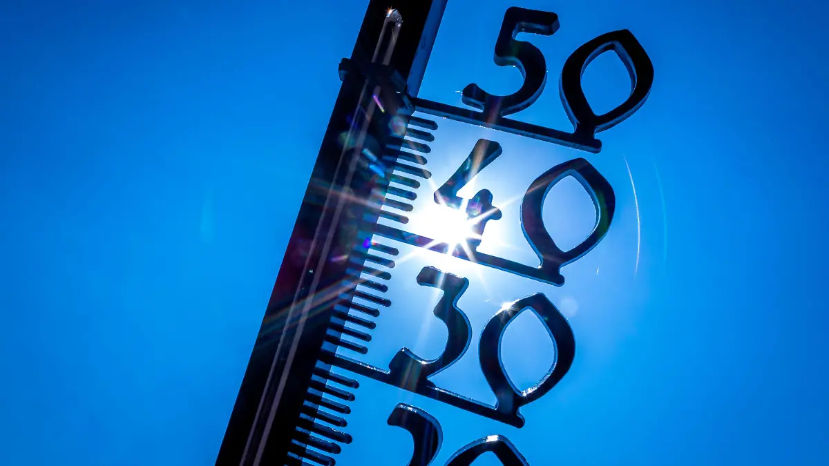 ARCHIV - 19.07.2022, Mecklenburg-Vorpommern, Schwerin: Ein Außenthermometer in einem Kleingarten zeigt die Temperatur von knapp 40 Grad an. Auch in Deutschland gibt es immer wieder Hitzerekorde. (zu dpa "Immer heißere Sommer - Gesundheitsgefahren durch Hitzewellen") Foto: Jens Büttner/dpa +++ dpa-Bildfunk +++