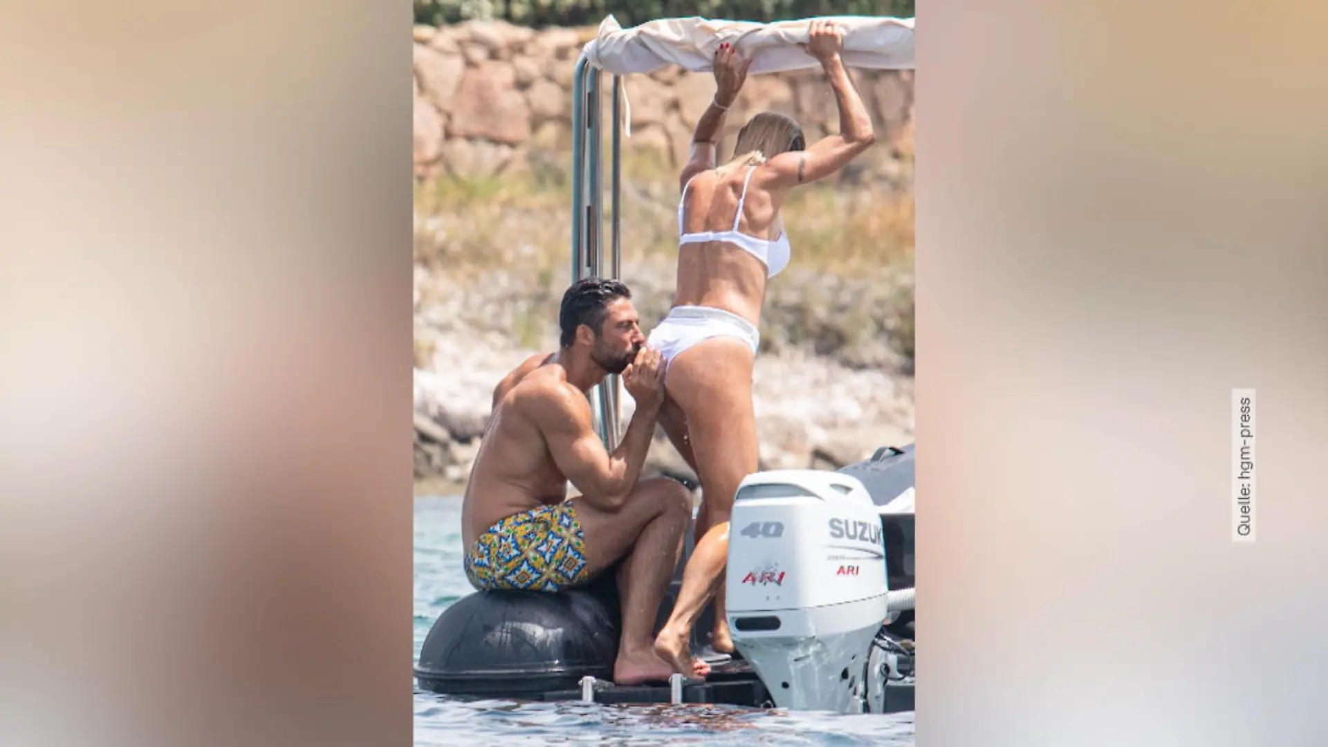 Hier wird Michelle Hunziker abgeknutscht Küsschen auf den Po