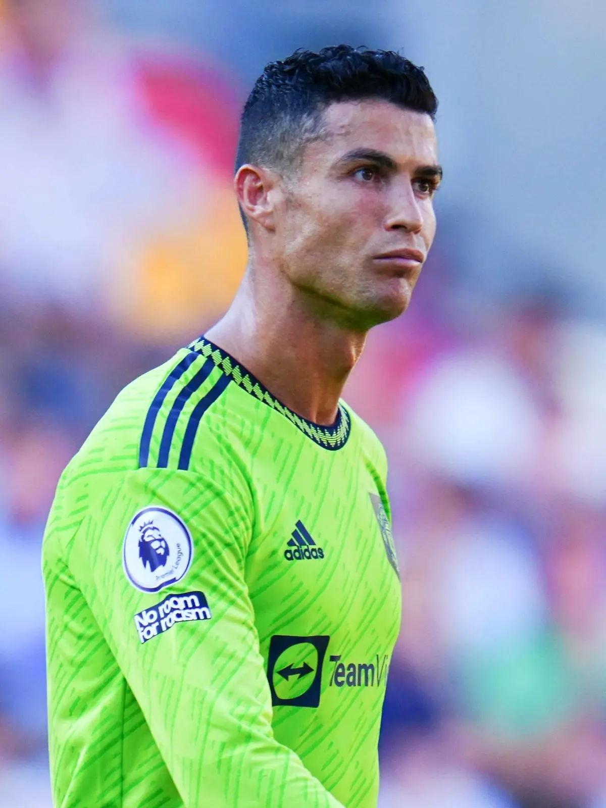  Mandatory Credit: Photo by Javier Garcia/Shutterstock 13079041be Cristiano Ronaldo of Manchester United, ManU reacts Brentford v Manchester United, Premier League, Football, Brentford Community Stadium, London, UK - 13 Aug 2022 EDITORIAL USE ONLY No use with unauthorised audio, video, data, fixture lists, club/league logos or live services. Online in-match use limited to 120 images, no video emulation. No use in betting, games or single club/league/player publications. Brentford v Manchester United, Premier League, Football, Brentford Community Stadium, London, UK - 13 Aug 2022 EDITORIAL USE ONLY No use with unauthorised audio, video, data, fixture lists, club/league logos or live services. Online in-match use limited to 120 images, no video emulation. No use in betting, games or single club/league/player publications. PUBLICATIONxINxGERxSUIxAUTXHUNxGRExMLTxCYPxROMxBULxUAExKSAxONLY Copyright: xJavierxGarcia/Shutterstockx 13079041be