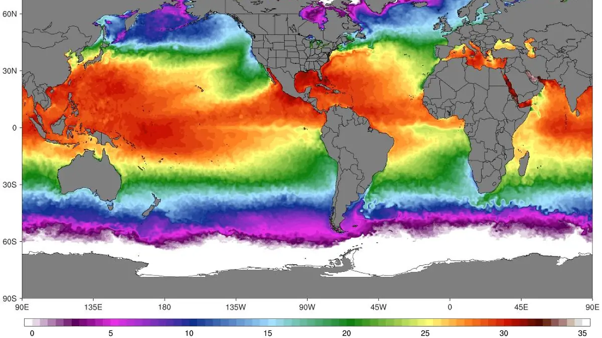 Wasser-Oberflächentemperaturen weltweit