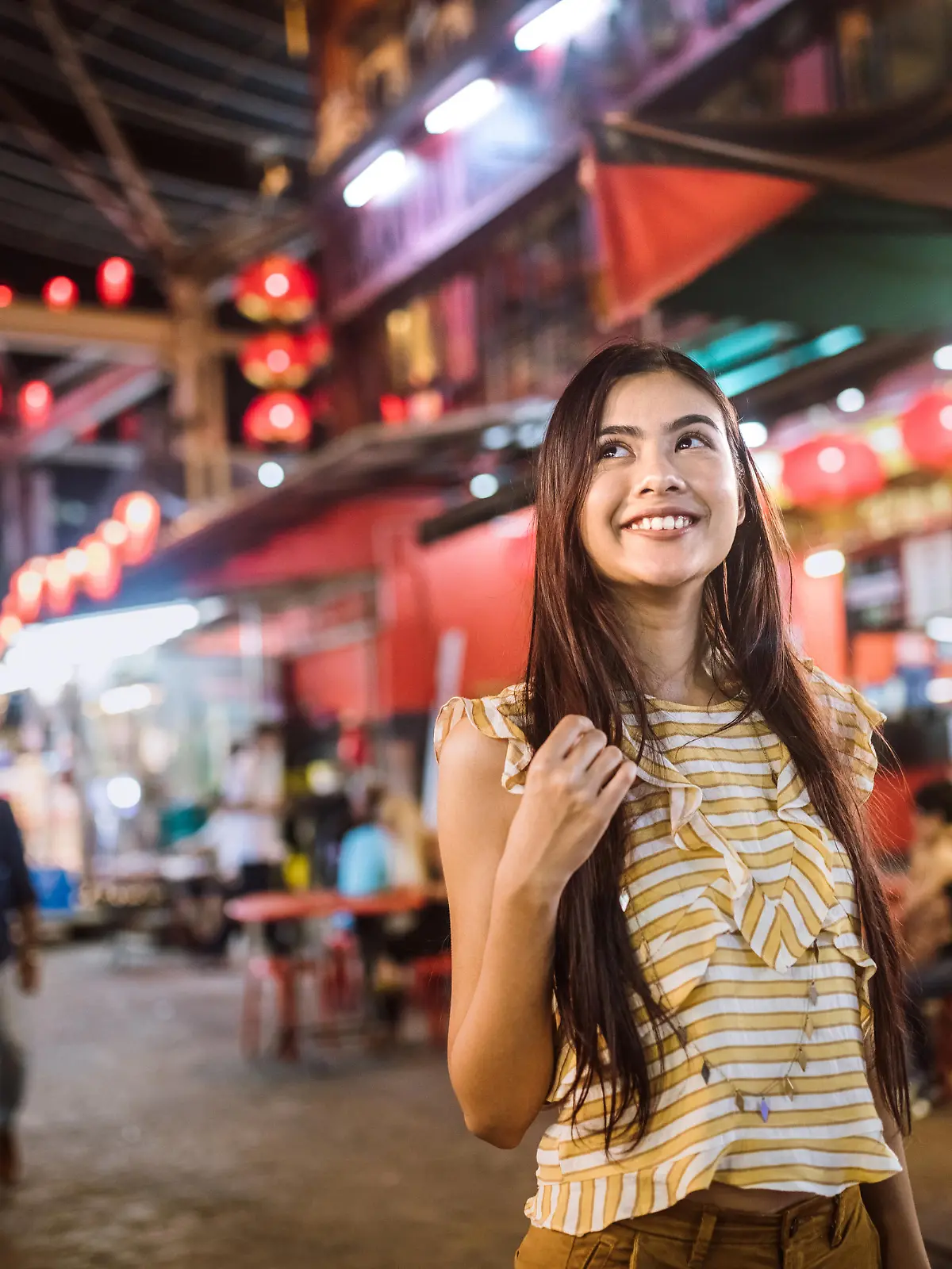 Portrait of beautiful woman at Chinese market