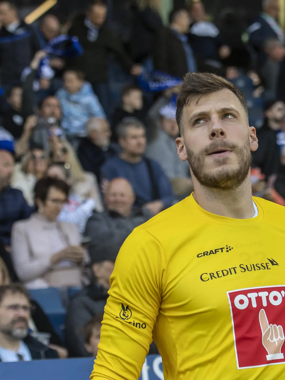 Torhueter Marius Mueller von Luzern beim Super League Meisterschaftsspiel zwischen dem FC Luzern und dem FC St Gallen vom Montag, 18. April 2022 in Luzern. (KEYSTONE/Urs Flueeler)