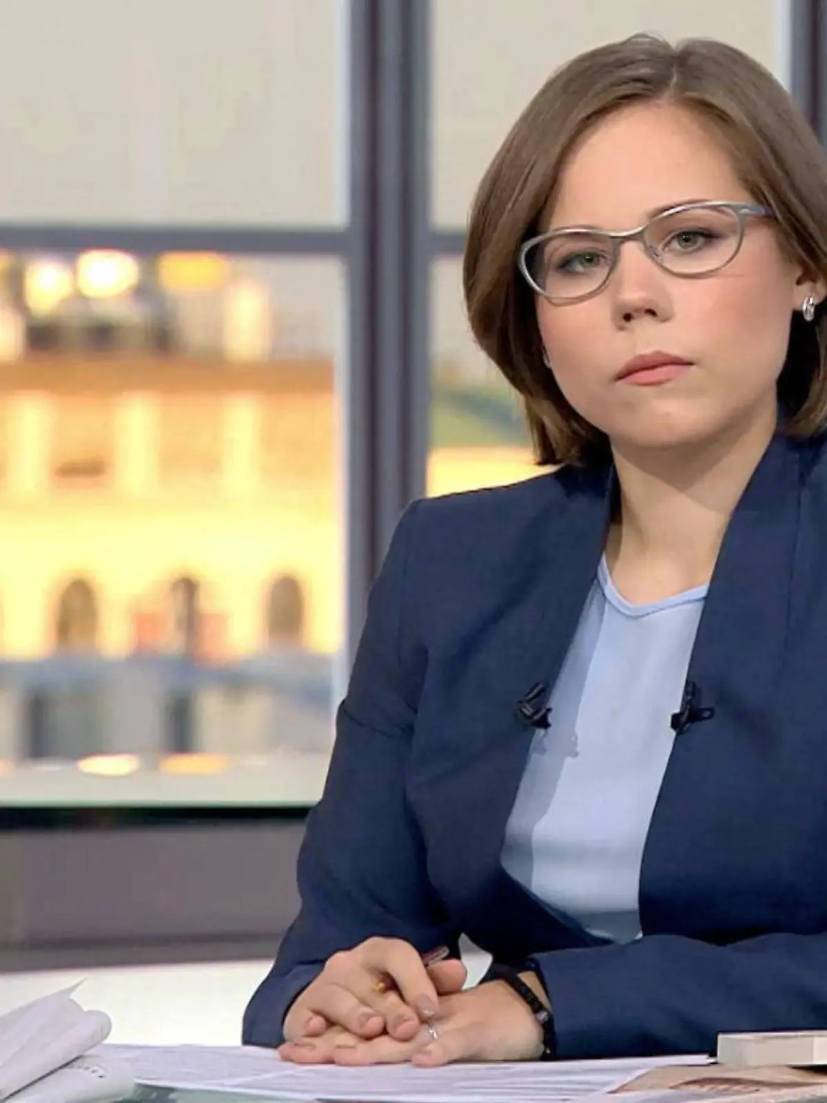 Journalist and political expert Darya Dugina, daughter of Russian politologist Alexander Dugin, is pictured in the Tsargrad TV studio in Moscow, Russia, in this undated handout image obtained by Reuters on August 21, 2022. Tsargrad.tv/Handout via REUTERS ATTENTION EDITORS - THIS IMAGE HAS BEEN SUPPLIED BY A THIRD PARTY. NO RESALES. NO ARCHIVES. MANDATORY CREDIT.