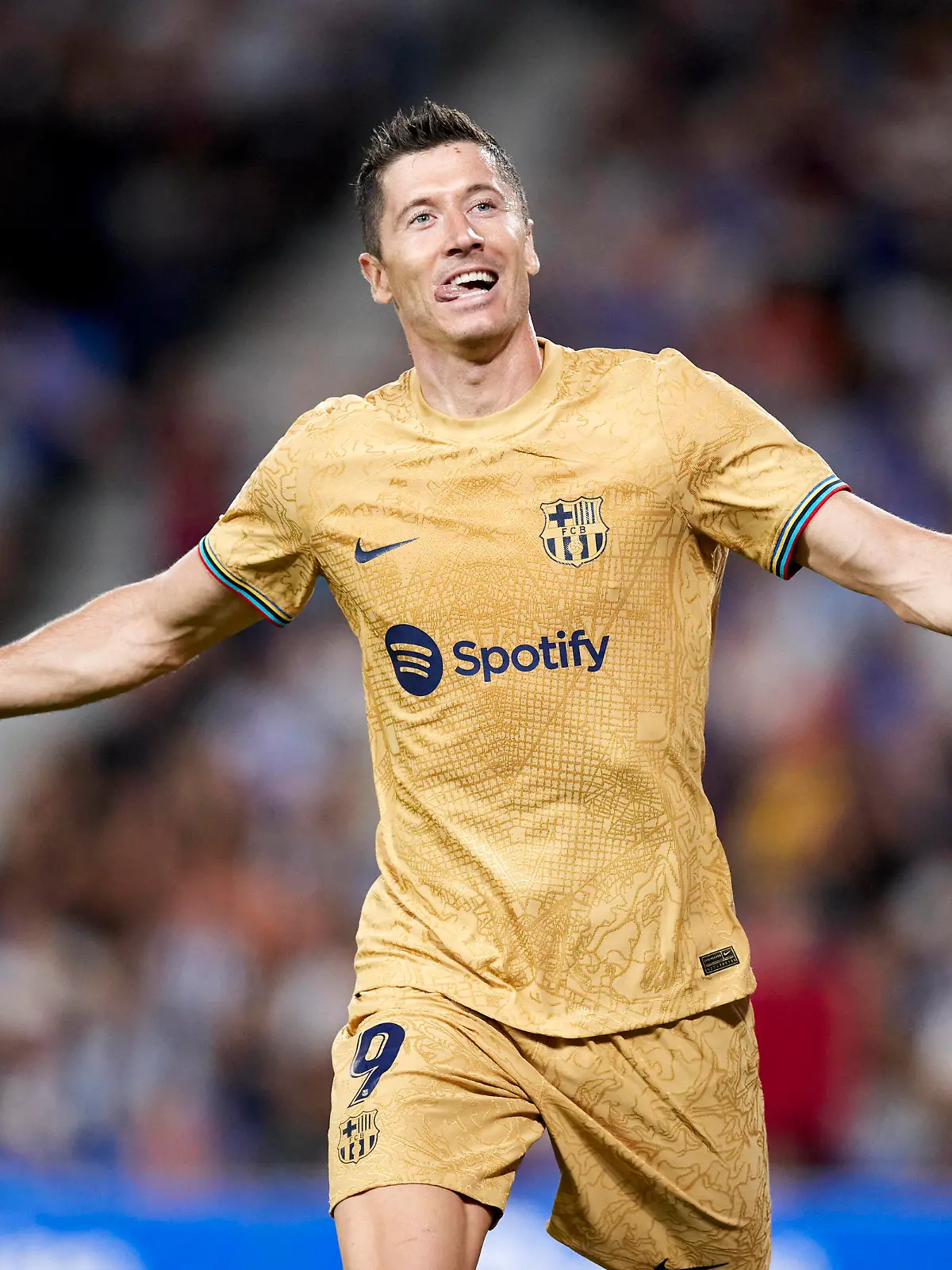 ESP: Real Sociedad v FC Barcelona, Barca - La Liga Santander Robert Lewandowski of FC Barcelona reacts after scoring goal during the La Liga Santander match between Real Sociedad and FC Barcelona at Reale Arena on August 21, 2022, in San Sebastian, Spain. San Sebastian Reale Arena Basque Country Spain _RL_RSOvFCB_142 Copyright: xRicardoxLarreinax