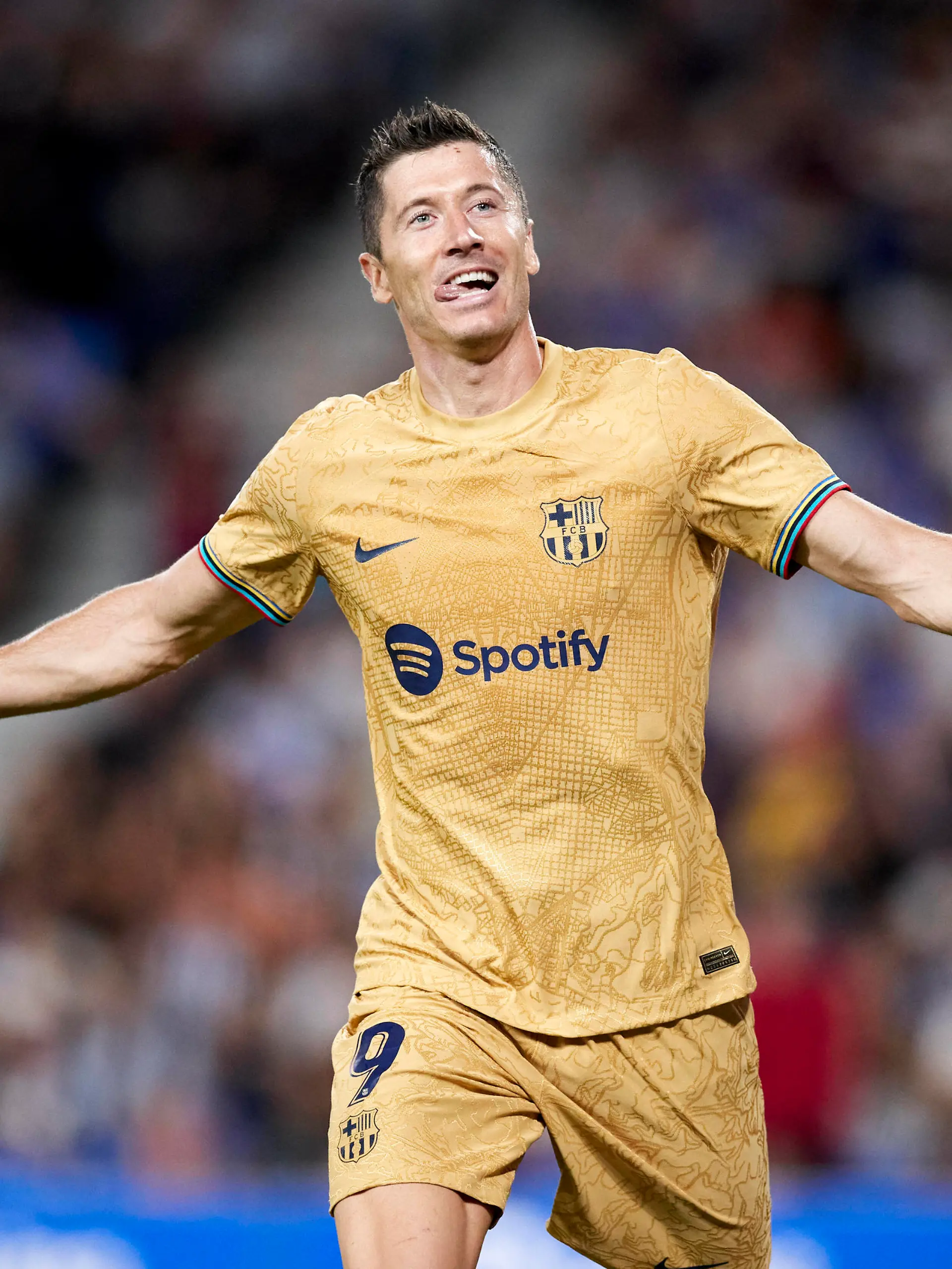  ESP: Real Sociedad v FC Barcelona, Barca - La Liga Santander Robert Lewandowski of FC Barcelona reacts after scoring goal during the La Liga Santander match between Real Sociedad and FC Barcelona at Reale Arena on August 21, 2022, in San Sebastian, Spain. San Sebastian Reale Arena Basque Country Spain _RL_RSOvFCB_142 Copyright: xRicardoxLarreinax