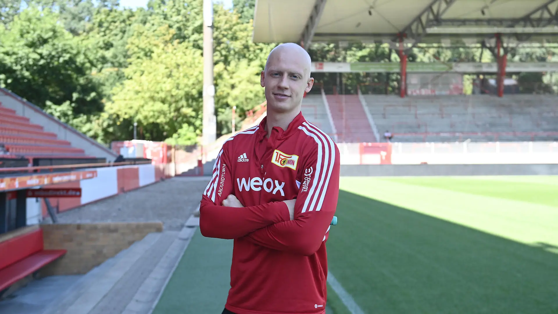Fussball, Herren, Saison 2022/2023, 1. Bundesliga, 1. FC Union Berlin, Medienrunde mit Timo Baumgartl 1. FC Union Berlin im Stadion An der Alten Försterei, 10.08. 2022, *** Football, men, season 2022 2023, 1 Bundesliga, 1 FC Union Berlin, media round with Timo Baumgartl 1 FC Union Berlin at the stadium An der Alten Försterei, 10 08 2022, Copyright: xMatthiasxKochx