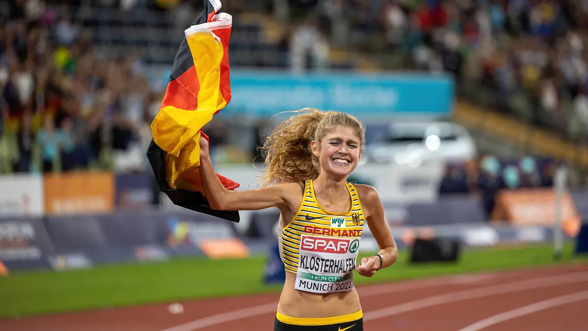 European Championships Munich22 Leichtathletik, 18.08.2022 Konstanze Klosterhalfen GER European Championships Munich22 im Olympiastadion in Muenchen am 18.08.2022, Bayern. *** European Championships Munich22 Athletics, 18 08 2022 Konstanze Klosterhalfen GER European Championships Munich22 at the Olympic Stadium in Munich on 18 08 2022, Bavaria Copyright: xBEAUTIFULxSPORTS/KJPetersx