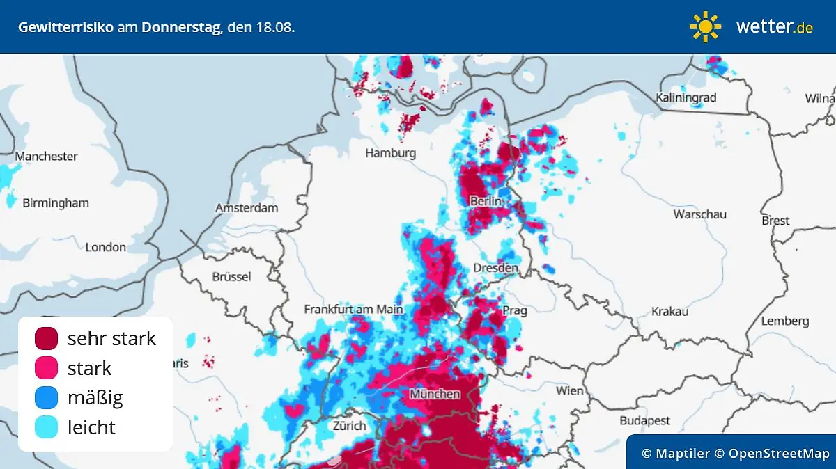 Unwettergefahr am Donnerstag: Es geht erst in der Nacht so richtig los.