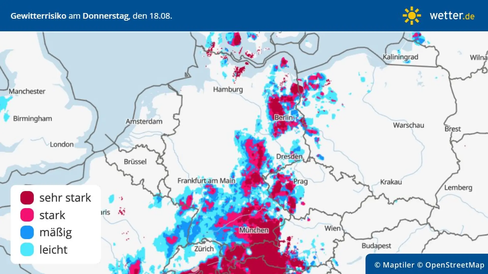 Unwettergefahr am Donnerstag: Es geht erst in der Nacht so richtig los.