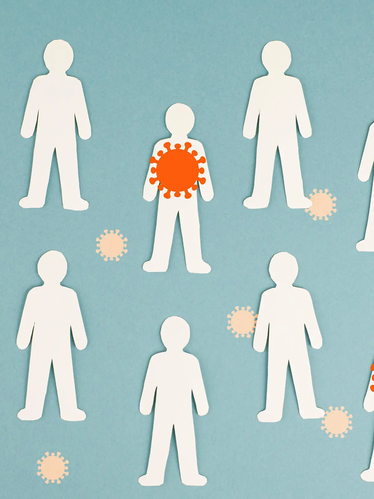 Group of people, some are infected with the covid-19 virus, outbreak of the pandemic, medical issue, deltacron variant