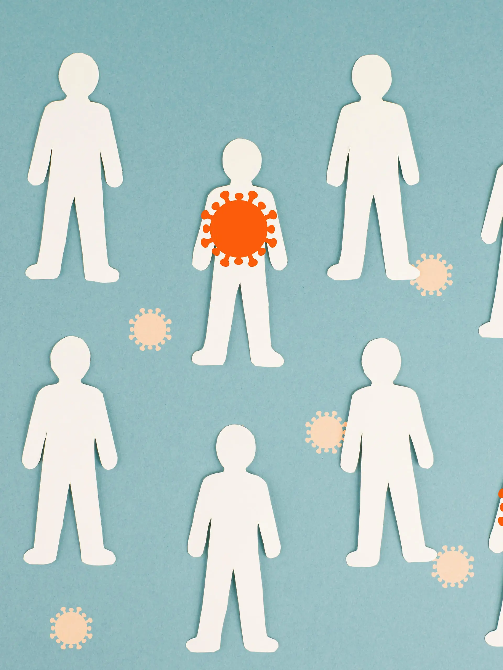 Group of people, some are infected with the covid-19 virus, outbreak of the pandemic, medical issue, deltacron variant