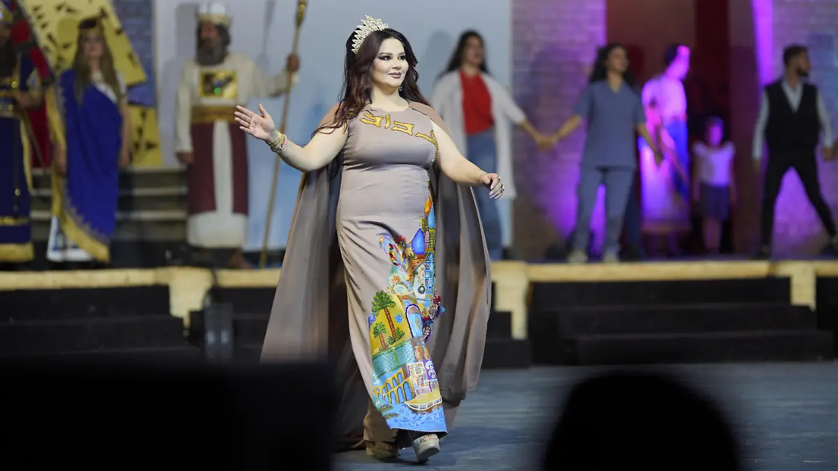BABYLON, IRAQ - OCTOBER 28: Iraqi actress Enas Taleb attends the Babylon International Festival held for the first time since the US-led invasion in 2003 in the ancient city of Babylon, UNESCO World Heritage Site, in Iraq on October 28, 2021. Karar Essa / Anadolu Agency