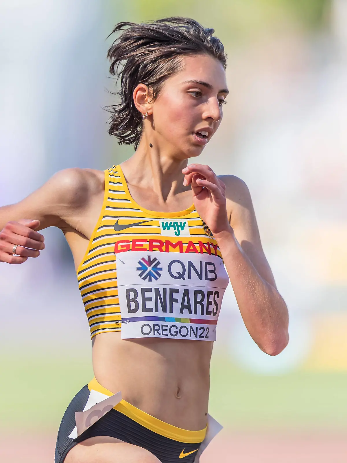 World Athletics Championships Oregon 22 United States of America, 20.07.2022 Sara BENFARES of GERMANY GER in the first round of the womens 5000 m at the World Athletics Championships Oregon 22 in Eugene, on Wednesday, July 20, 2022 *** World Athletics Championships Oregon 22 United States of America, 20 07 2022 Sara BENFARES of GERMANY GER in the first round of the womens 5000 m at the World Athletics Championships Oregon 22 in Eugene, on Wednesday, July 20, 2022 Copyright: xBEAUTIFULxSPORTS/OlafxRellischx