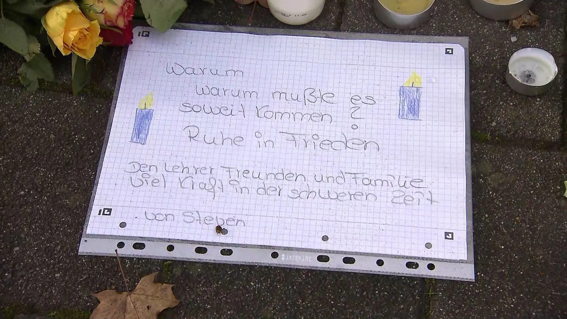 Ein Schüler hat den Angehörigen eine Botschaft hinterlassen.