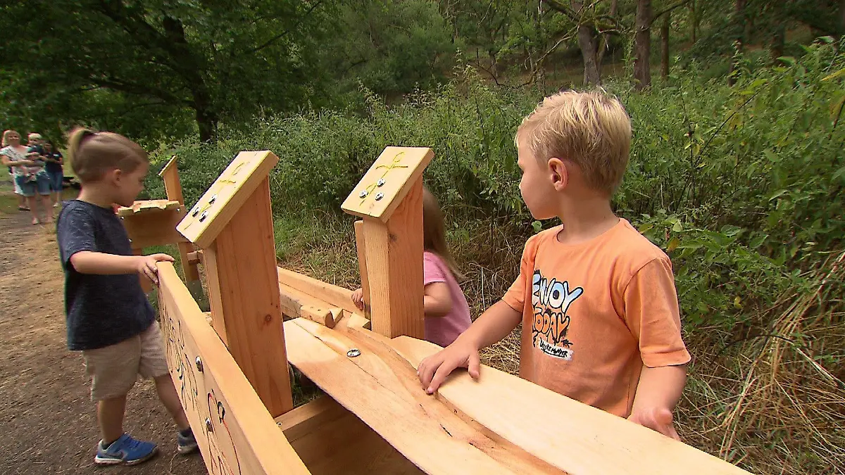 Kinder an der Kugelbahn