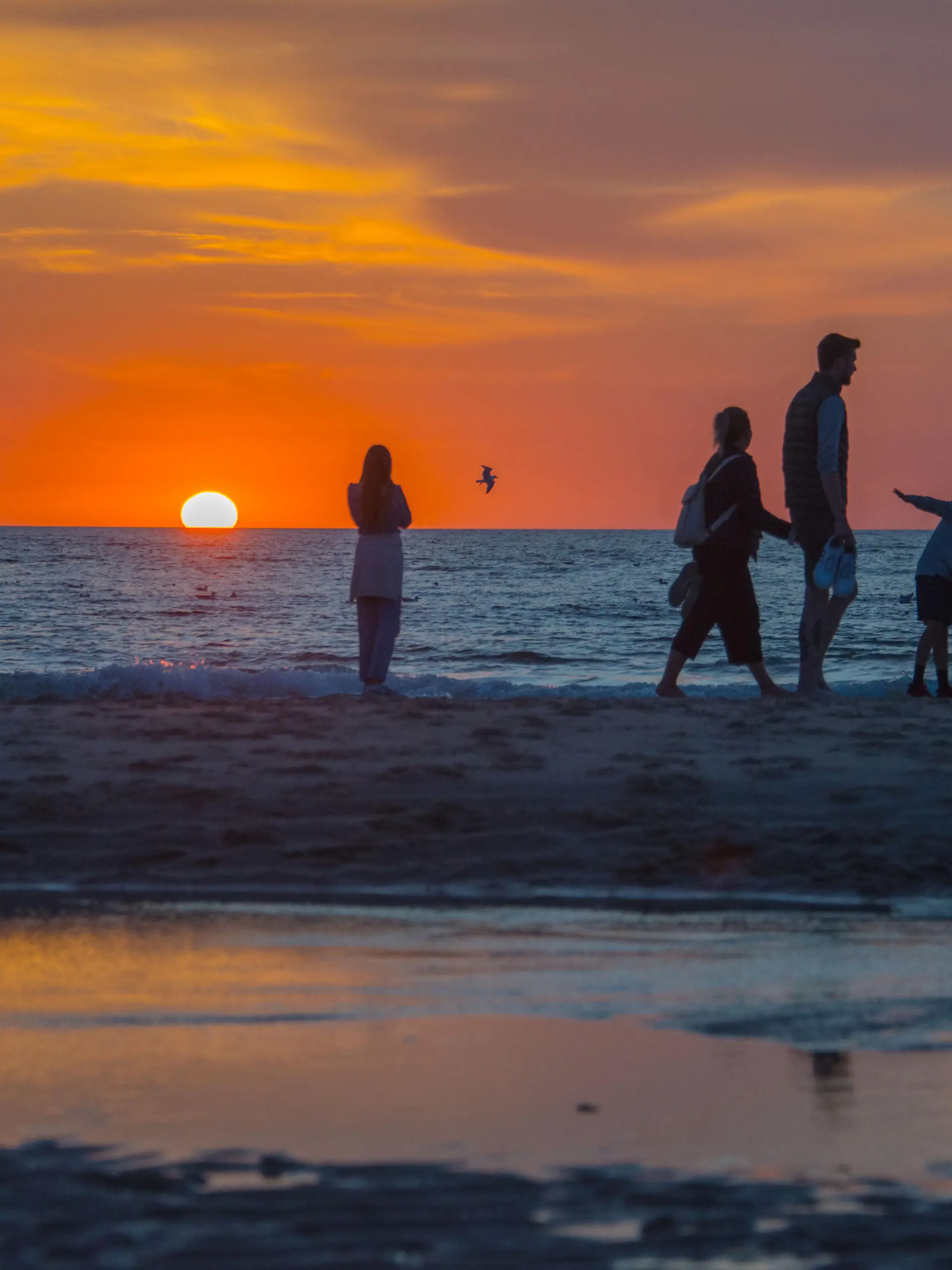 Westerland/Sylt - Schleswig-Holstein- DEUTSCHLAND: 29. Juli 2022,: Touristen fotografieren den Sonnenuntergang am Brandenburger Strand in Westerland/Sylt., Nordfriesische Insel, Nordfriesland, Foto Bernd Kammerer