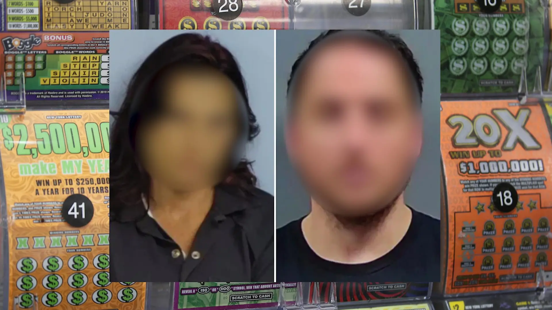 Eine Frau und ein Mann auf einem Polizeifoto.