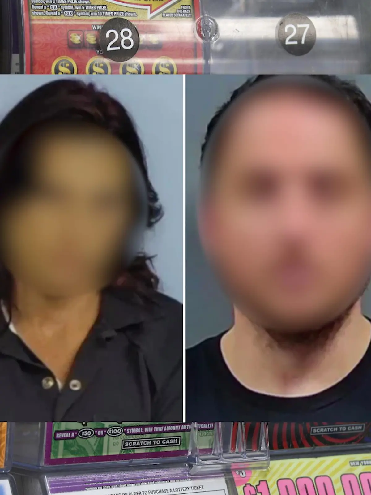 Eine Frau und ein Mann auf einem Polizeifoto.